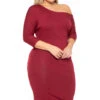 Plus Size Asymmetric Knit Dress - Burgundy 1 Plus Size Asymmetric Knit Dress - Burgundy -Kitchensuppliesdeal curvy sense dresses plus size asymmetric knit dress burgundy 30453949694049