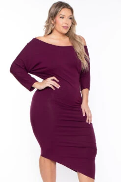 Plus Size Asymmetric Knit Dress - Burgundy Archived -Kitchensuppliesdeal curvy sense dresses plus size asymmetric knit dress burgundy archived 29885484073057