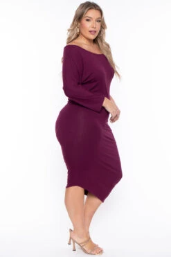 Plus Size Asymmetric Knit Dress - Burgundy Archived -Kitchensuppliesdeal curvy sense dresses plus size asymmetric knit dress burgundy archived 29885484105825