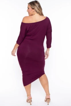 Plus Size Asymmetric Knit Dress - Burgundy Archived -Kitchensuppliesdeal curvy sense dresses plus size asymmetric knit dress burgundy archived 29885484531809