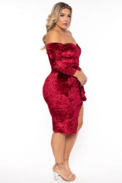 Plus Size Ava Velour Draped Dress- Burgundy 4 Plus Size Ava Velour Draped Dress- Burgundy -Kitchensuppliesdeal curvy sense dresses plus size ava velour draped dress burgundy 31694799896673