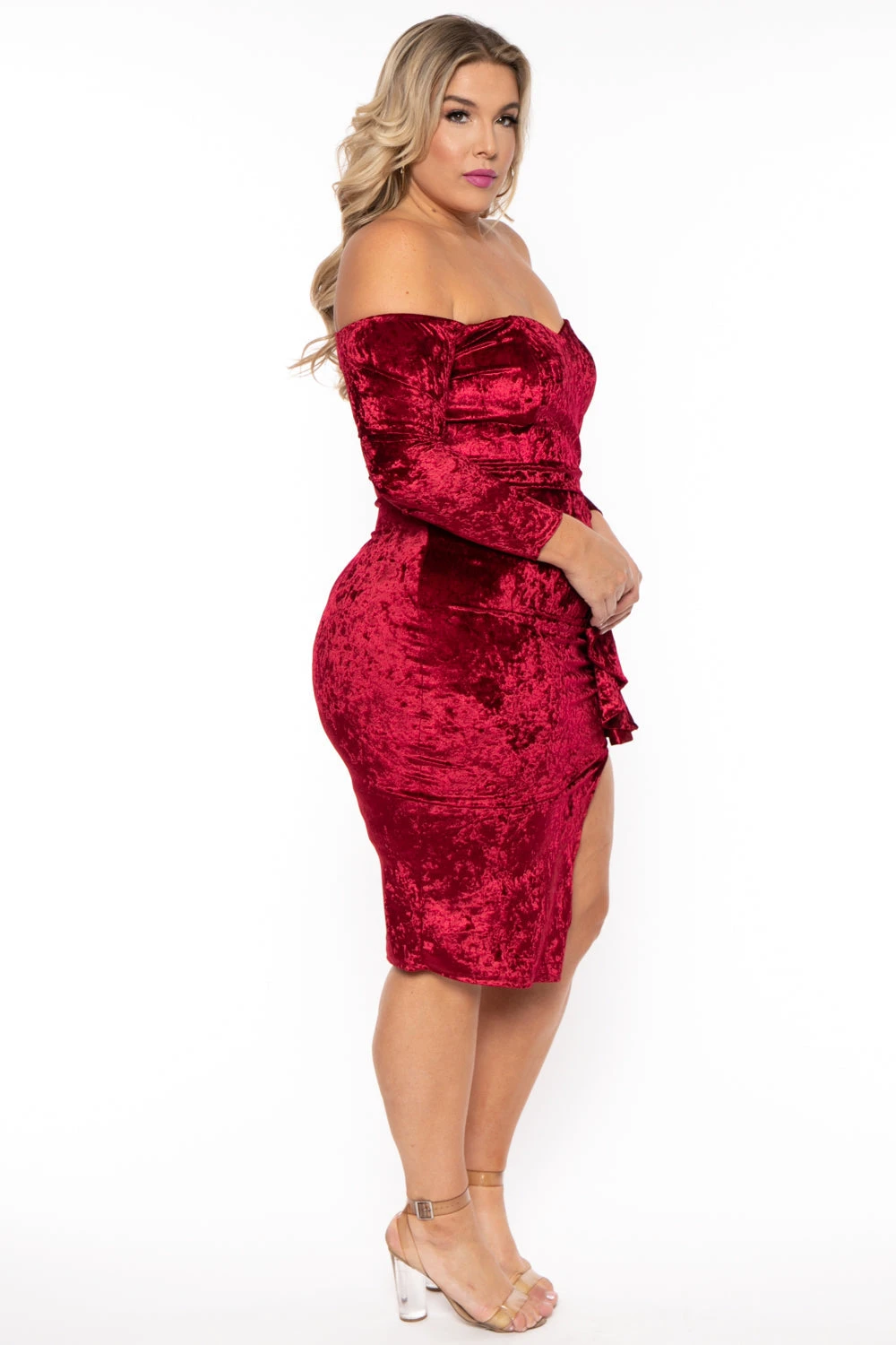 Plus Size Ava Velour Draped Dress- Burgundy Plus Size Ava Velour Draped Dress- Burgundy -Kitchensuppliesdeal curvy sense dresses plus size ava velour draped dress burgundy 31694799896673