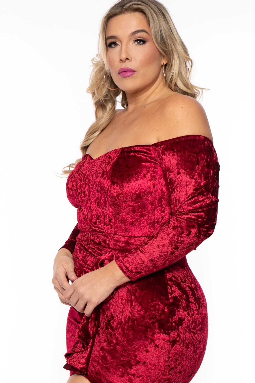 Plus Size Ava Velour Draped Dress- Burgundy Plus Size Ava Velour Draped Dress- Burgundy -Kitchensuppliesdeal curvy sense dresses plus size ava velour draped dress burgundy 31694800126049