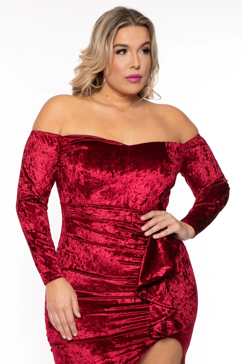 Plus Size Ava Velour Draped Dress- Burgundy Plus Size Ava Velour Draped Dress- Burgundy -Kitchensuppliesdeal curvy sense dresses plus size ava velour draped dress burgundy 31694800191585