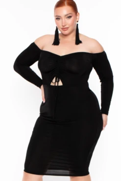 Plus Size Aveline Ruched Dress - Black -Kitchensuppliesdeal curvy sense dresses plus size aveline ruched dress black 29883869626465