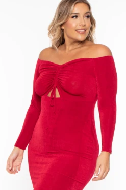 Plus Size Aveline Ruched Dress - Red -Kitchensuppliesdeal curvy sense dresses plus size aveline ruched dress red 29883243954273