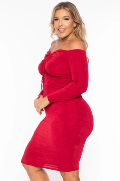 Plus Size Aveline Ruched Dress - Red -Kitchensuppliesdeal curvy sense dresses plus size aveline ruched dress red 29883244314721
