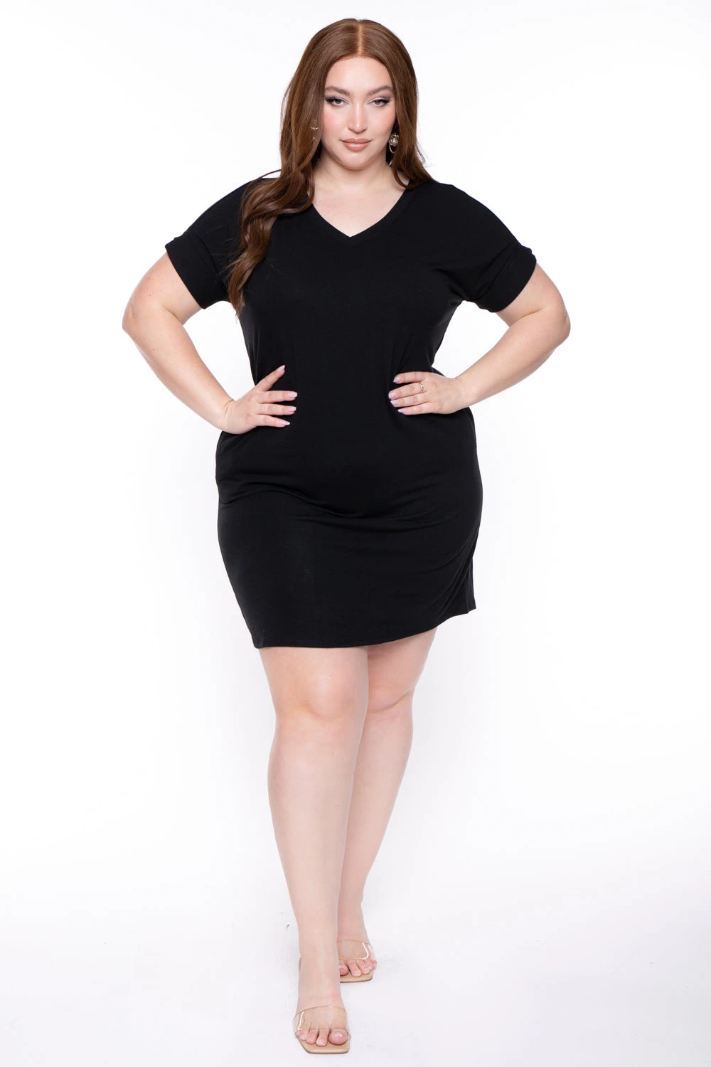 Plus Size Basic T-Shirt Dress - Black Plus Size Basic T-Shirt Dress - Black -Kitchensuppliesdeal curvy sense dresses plus size basic t shirt dress black 29448131444833