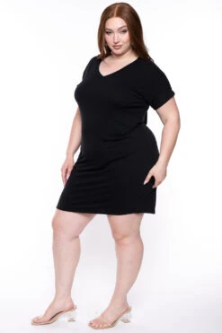 Plus Size Basic T-Shirt Dress - Black 5 Plus Size Basic T-Shirt Dress - Black -Kitchensuppliesdeal curvy sense dresses plus size basic t shirt dress black 29448131903585