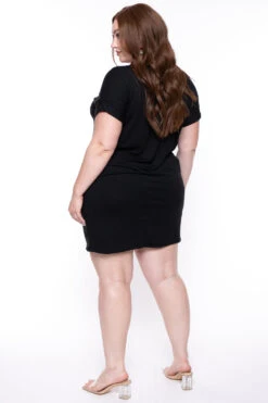 Plus Size Basic T-Shirt Dress - Black 6 Plus Size Basic T-Shirt Dress - Black -Kitchensuppliesdeal curvy sense dresses plus size basic t shirt dress black 29448132460641