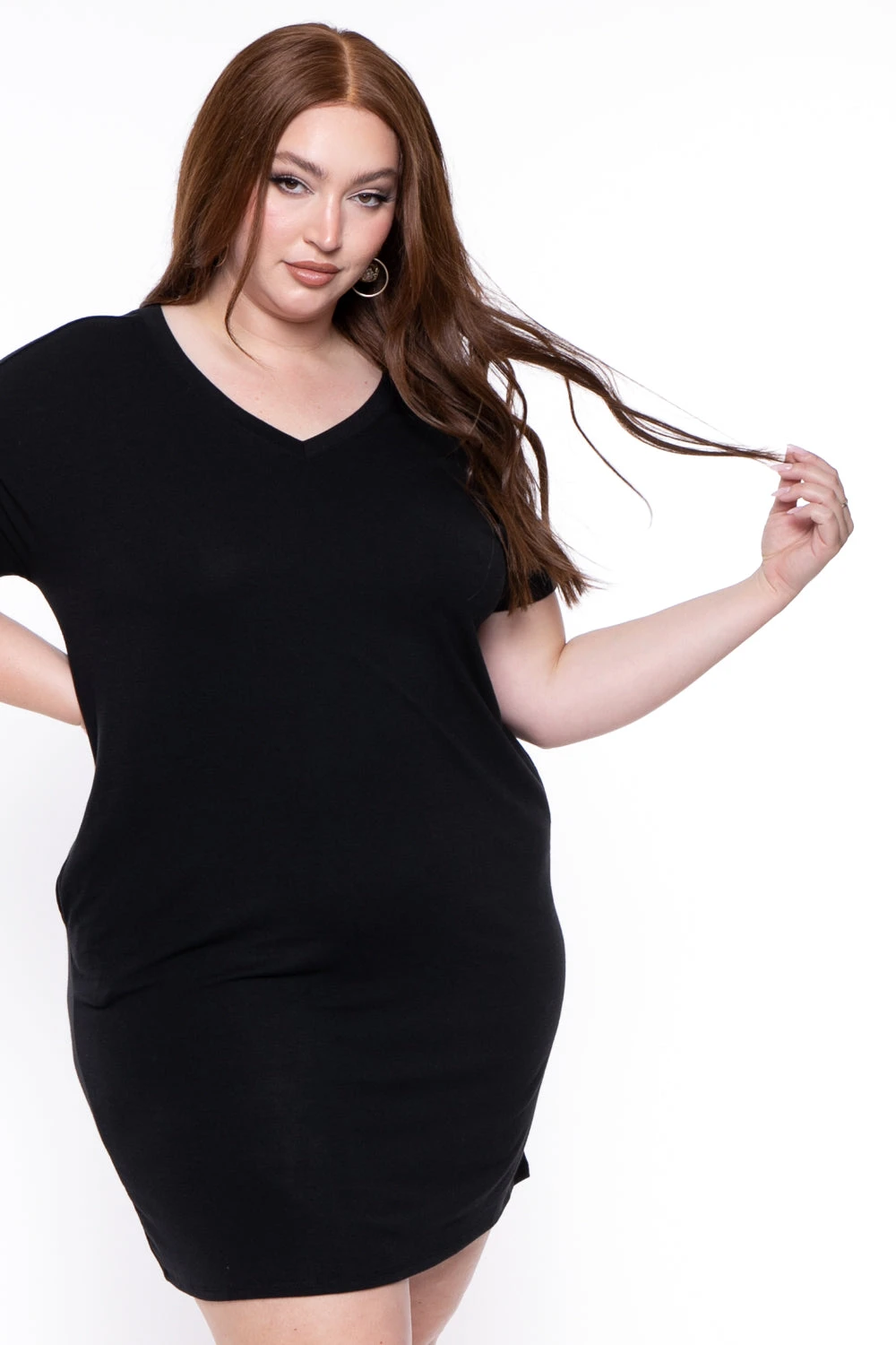 Plus Size Basic T-Shirt Dress - Black Plus Size Basic T-Shirt Dress - Black -Kitchensuppliesdeal curvy sense dresses plus size basic t shirt dress black 29448132526177