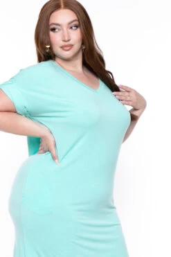 Plus Size Basic T-Shirt Dress - Mint 4 Plus Size Basic T-Shirt Dress - Mint -Kitchensuppliesdeal curvy sense dresses plus size basic t shirt dress mint 29448130986081