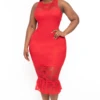 Plus Size Berenice Midi Lace Dress - Red 1 Plus Size Berenice Midi Lace Dress - Red -Kitchensuppliesdeal curvy sense dresses plus size berenice midi lace dress red 31965346234465