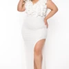 Plus Size Bethany Ruffled Top Dress- Ivory -Kitchensuppliesdeal curvy sense dresses plus size bethany ruffled top dress ivory 32106584604769