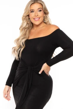 Plus Size Betsy Front Knot Dress - Black -Kitchensuppliesdeal curvy sense dresses plus size betsy front knot dress black 30102732603489