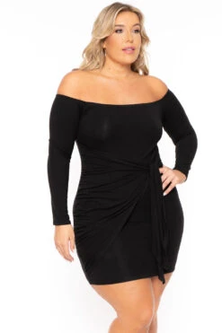 Plus Size Betsy Front Knot Dress - Black -Kitchensuppliesdeal curvy sense dresses plus size betsy front knot dress black 30102734504033