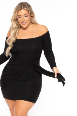 Plus Size Betsy Front Knot Dress - Black -Kitchensuppliesdeal curvy sense dresses plus size betsy front knot dress black 30102735061089