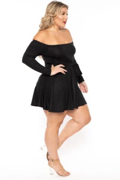 Plus Size Betsy Front Tie Flare Dress - Black -Kitchensuppliesdeal curvy sense dresses plus size betsy front tie flare dress black 30317019005025