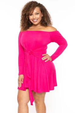 Plus Size Betsy Front Tie Flare Dress - Fuchsia -Kitchensuppliesdeal curvy sense dresses plus size betsy front tie flare dress fuchsia 30317049938017