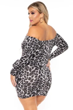 Plus Size Betsy Leopard Front Knot Dress - Grey 5 Plus Size Betsy Leopard Front Knot Dress - Grey -Kitchensuppliesdeal curvy sense dresses plus size betsy leopard front knot dress grey 30232716804193