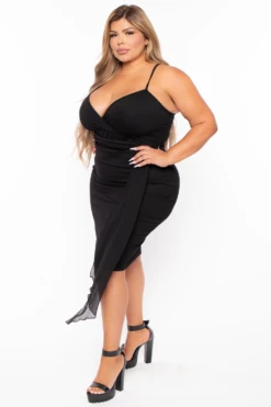 Plus Size Bianca Cami Strap Dress - Black -Kitchensuppliesdeal curvy sense dresses plus size bianca cami strap dress black 29884306948193