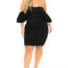 Plus Size Brie Off The Shoulder Ruffle Dress- Black -Kitchensuppliesdeal curvy sense dresses plus size brie off the shoulder ruffle dress black 30095932620897