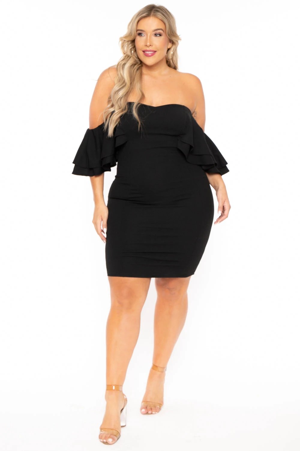 Plus Size Brie Off the Shoulder Ruffle Dress- Black Plus Size Brie Off The Shoulder Ruffle Dress- Black -Kitchensuppliesdeal curvy sense dresses plus size brie off the shoulder ruffle dress black 30095932620897