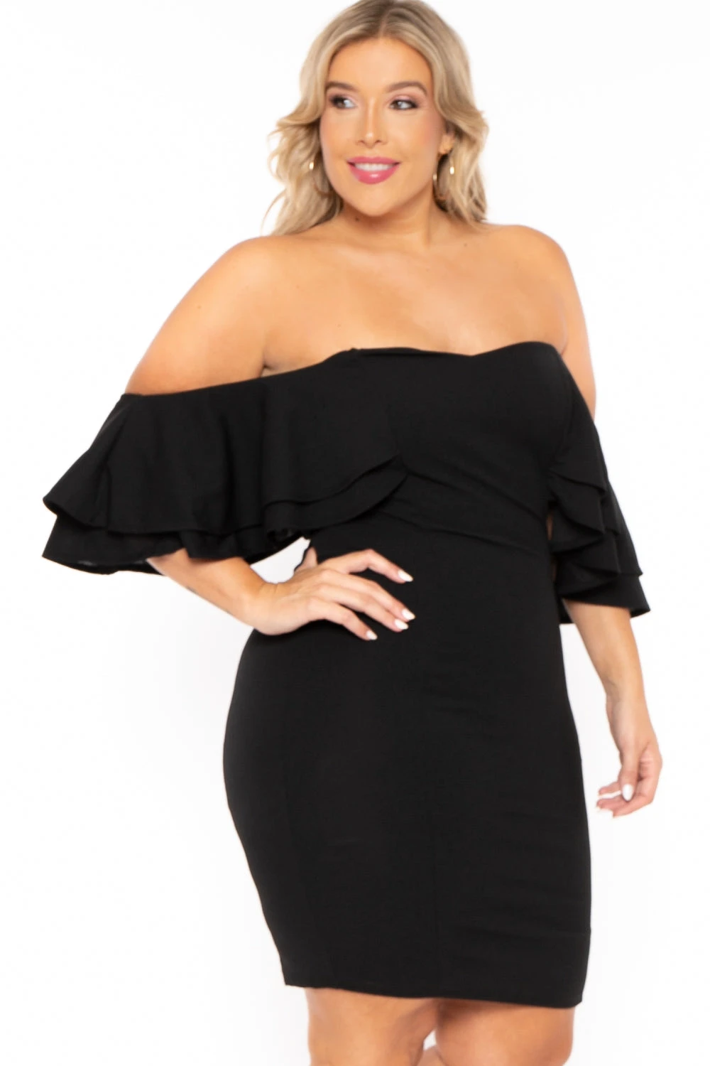 Plus Size Brie Off the Shoulder Ruffle Dress- Black Plus Size Brie Off The Shoulder Ruffle Dress- Black -Kitchensuppliesdeal curvy sense dresses plus size brie off the shoulder ruffle dress black 30095943401569