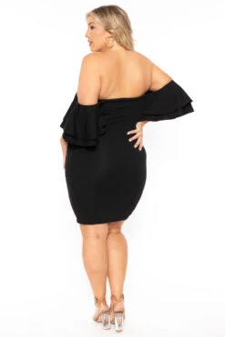 Plus Size Brie Off The Shoulder Ruffle Dress- Black 5 Plus Size Brie Off The Shoulder Ruffle Dress- Black -Kitchensuppliesdeal curvy sense dresses plus size brie off the shoulder ruffle dress black 30095943434337