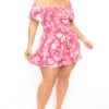 Plus Size Brina Off The Shoulder Print Dress - Pink 2 Plus Size Brina Off The Shoulder Print Dress - Pink -Kitchensuppliesdeal curvy sense dresses plus size brina off the shoulder print dress pink 31639617536097