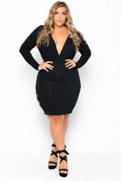 Plus Size Calista Caged Dress - Black -Kitchensuppliesdeal curvy sense dresses plus size calista caged dress black 29887898452065
