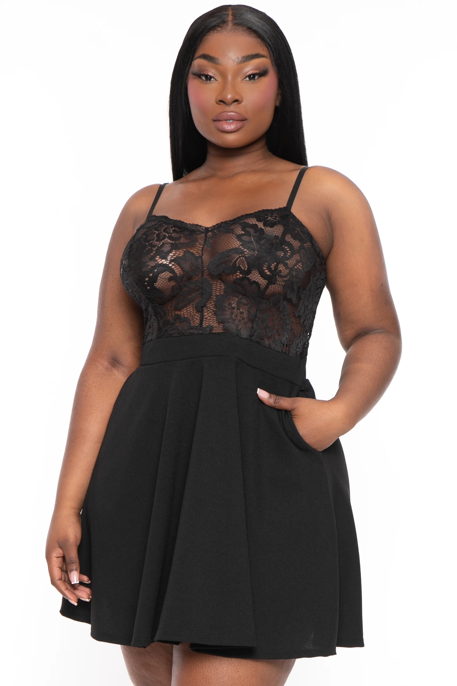 Plus Size Cami Lace Top Dress - Black Plus Size Cami Lace Top Dress - Black -Kitchensuppliesdeal curvy sense dresses plus size cami lace top dress black 32108386025569