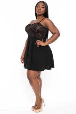Plus Size Cami Lace Top Dress - Black 4 Plus Size Cami Lace Top Dress - Black -Kitchensuppliesdeal curvy sense dresses plus size cami lace top dress black 32108386058337