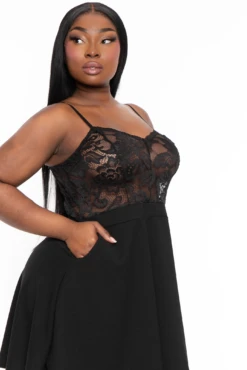Plus Size Cami Lace Top Dress - Black 5 Plus Size Cami Lace Top Dress - Black -Kitchensuppliesdeal curvy sense dresses plus size cami lace top dress black 32108386091105