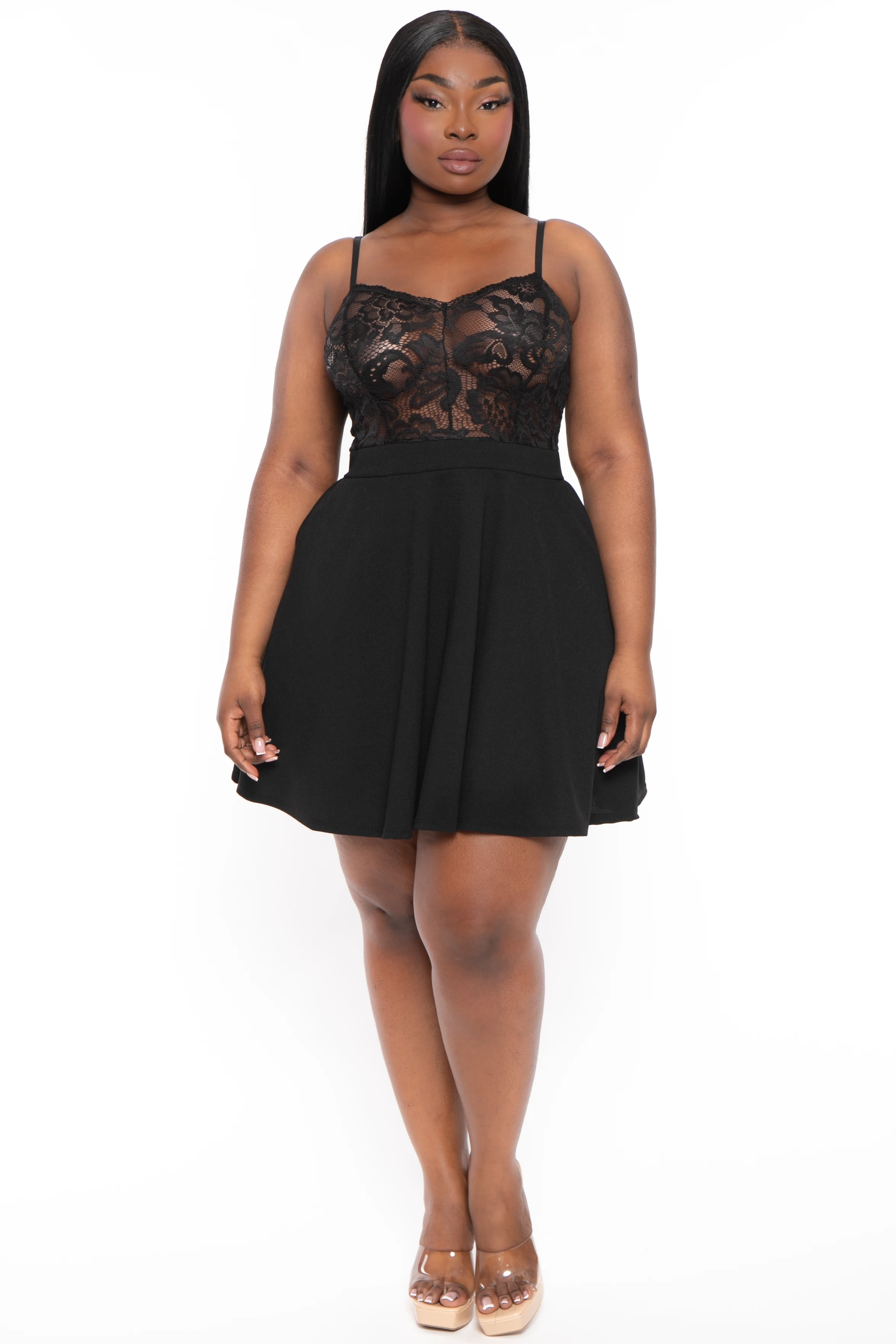 Plus Size Cami Lace Top Dress - Black Plus Size Cami Lace Top Dress - Black -Kitchensuppliesdeal curvy sense dresses plus size cami lace top dress black 32108386254945