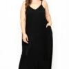 Plus Size Cami Strap Maxi Dress - Black 2 Plus Size Cami Strap Maxi Dress - Black -Kitchensuppliesdeal curvy sense dresses plus size cami strap maxi dress black 29887291588705