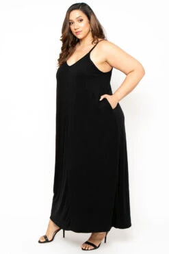 Plus Size Cami Strap Maxi Dress - Black -Kitchensuppliesdeal curvy sense dresses plus size cami strap maxi dress black 29887292244065