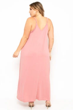 Plus Size Cami Strap Maxi Dress - Mauve -Kitchensuppliesdeal curvy sense dresses plus size cami strap maxi dress mauve 29887610355809