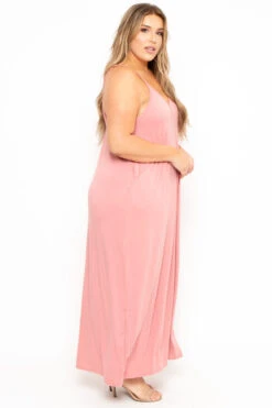 Plus Size Cami Strap Maxi Dress - Mauve -Kitchensuppliesdeal curvy sense dresses plus size cami strap maxi dress mauve 29887610519649