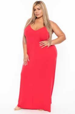 Plus Size Cami Strap Maxi Dress - Ruby -Kitchensuppliesdeal curvy sense dresses plus size cami strap maxi dress ruby 29882076004449