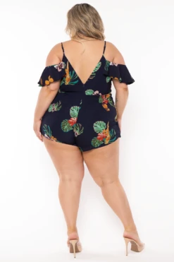Plus Size Cancun Cross Wrap Mini Romper - Navy -Kitchensuppliesdeal curvy sense dresses plus size cancun cross wrap mini romper navy 32211341705313