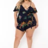 Plus Size Cancun Cross Wrap Mini Romper - Navy -Kitchensuppliesdeal curvy sense dresses plus size cancun cross wrap mini romper navy 32211341934689