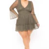 Plus Size Cara Polka Dot Mesh Dress -Olive -Kitchensuppliesdeal curvy sense dresses plus size cara polka dot mesh dress olive 31343438921825