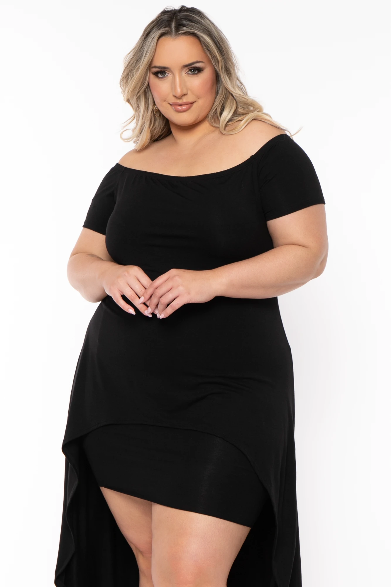 Plus Size Carolina Hi-Low Draped Dress - Black Plus Size Carolina Hi-Low Draped Dress - Black -Kitchensuppliesdeal curvy sense dresses plus size carolina hi low draped dress black 32125417193569