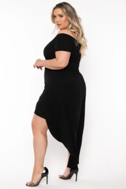 Plus Size Carolina Hi-Low Draped Dress - Black 5 Plus Size Carolina Hi-Low Draped Dress - Black -Kitchensuppliesdeal curvy sense dresses plus size carolina hi low draped dress black 32125417390177