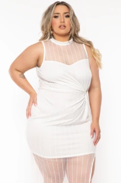 Plus Size Cecilia Striped Mesh Maxi Dress- Ivory -Kitchensuppliesdeal curvy sense dresses plus size cecilia striped mesh maxi dress ivory 32106848485473