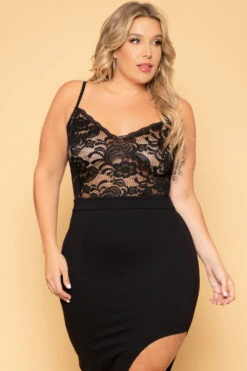 Plus Size Cherie Lace Dress- Black -Kitchensuppliesdeal curvy sense dresses plus size cherie lace dress black 29708861603937