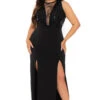 Plus Size Chiara M- Slit Maxi Dress - Black -Kitchensuppliesdeal curvy sense dresses plus size chiara m slit maxi dress black 30857575923809