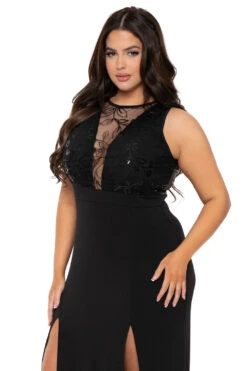 Plus Size Chiara M- Slit Maxi Dress - Black -Kitchensuppliesdeal curvy sense dresses plus size chiara m slit maxi dress black 30857576218721