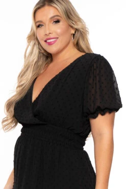 Plus Size Chiffon Swiss Dot Dress - Black 5 Plus Size Chiffon Swiss Dot Dress - Black -Kitchensuppliesdeal curvy sense dresses plus size chiffon swiss dot dress black 30043197341793